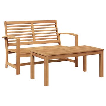 vidaXL Tuinstoel en Tafel Set 2 Stuk Bruin Massief Teakhout, Tuin en Terras, Verzenden, Nieuw