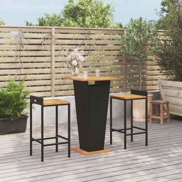 vidaXL 3-delige Tuinbarset poly rattan en massief acaciahout, Verzenden