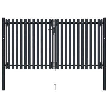 vidaXL Dubbele poort met deur staal 300x150 cm antraciet, Verzenden, Nieuw