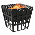 vidaXL Vuurplaats en barbecue 2-in-1 34x34x48 cm staal, Verzenden, Nieuw