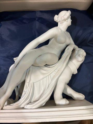 sculptuur, Arianna è la pantera - 30 cm - Creamware - 1850