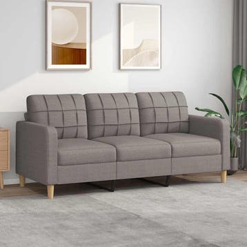 vidaXL Driezitsbank / zetel 180 cm stof taupe, Verzenden, Nieuw