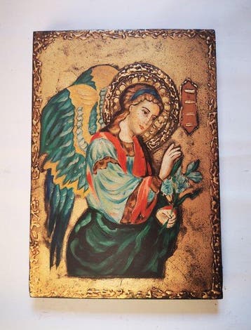 Icoon - Handgeschilderde Russische icoon van de Aartsengel, Antiek en Kunst