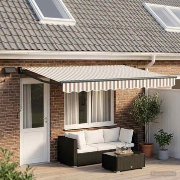 vidaXL Handbediende luifel met LEDs Lichtgrijs en wit, Verzenden