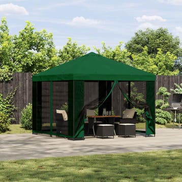 vidaXL Tuin gazebo met zijwanden 3 x 3 m Groen Polyester en, Verzenden