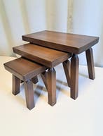 Tables gigognes - bois de chêne - Trois tables dappoint -, Antiquités & Art