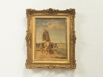 Peter Pulm (1882-1969) - Fischerboot und Pferdefuhrwerk an, Antiek en Kunst, Kunst | Schilderijen | Klassiek