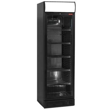 Geventileerde positieve T° vitrine 380 lit., zwart, met lich, Verzenden