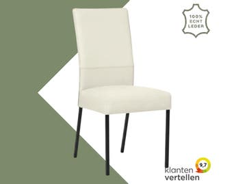 Leren eetkamerstoel Real - Toledo Nebbia (crème) - Poten, Huis en Inrichting, Overige kleuren, Nieuw, Ophalen of Verzenden, Eén
