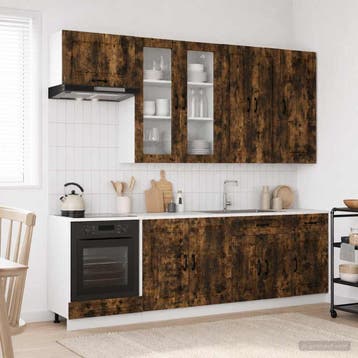 vidaXL Keukenblok KALMAR 8 st Gerookt eiken Bewerkt hout, Verzenden, Nieuw
