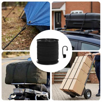 vidaXL Bungee Koorden met Haken 4 mm Zwart PP en rubber, Verzenden