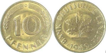 Duitsland 10 Pfennig 1949 G bfr J 378 Bdl, Verzenden, België