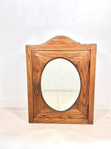 Kabinet - Rustieke wandkast van eikenhout met ovale, Antiek en Kunst