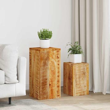 vidaXL Plantenstandaards 2 st massief mangohout, Verzenden, Nieuw