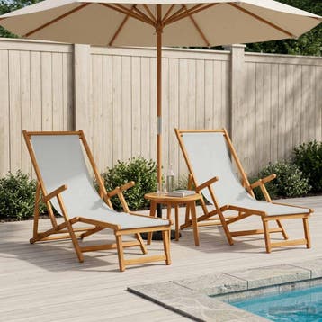 vidaXL Opvouwbare zonnebed 2 pcs 3 Positie Massief, Verzenden, Nieuw