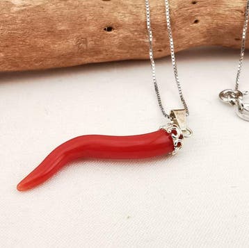 Koraal - Zilver - Ketting met hanger - met de hand, Verzamelen
