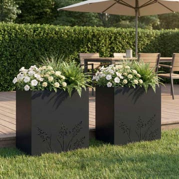 vidaXL Plantenbak 2 st Zwart 50 x 30 x 49 cm Koudgewalst, Verzenden