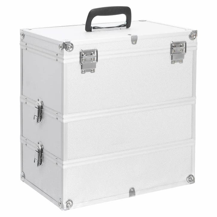 vidaXL Make-up koffer 37x24x40 cm aluminium zilverkleurig, Handtassen en Accessoires, Toilettassen, Nieuw, Verzenden