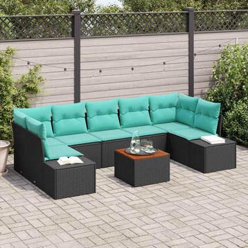 vidaXL Tuinbank Set 8 st Zwart poly rattan, Verzenden, Nieuw