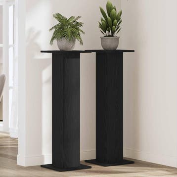 vidaXL Plantenstand 2 st Zwart Eiken 30 x 30 x 95 cm Bewerkt, Verzenden, Nieuw