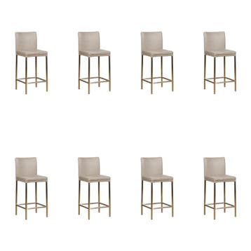 Set van 8 Leren barkrukken Break laag - Vintage Lightgrey, Ophalen of Verzenden