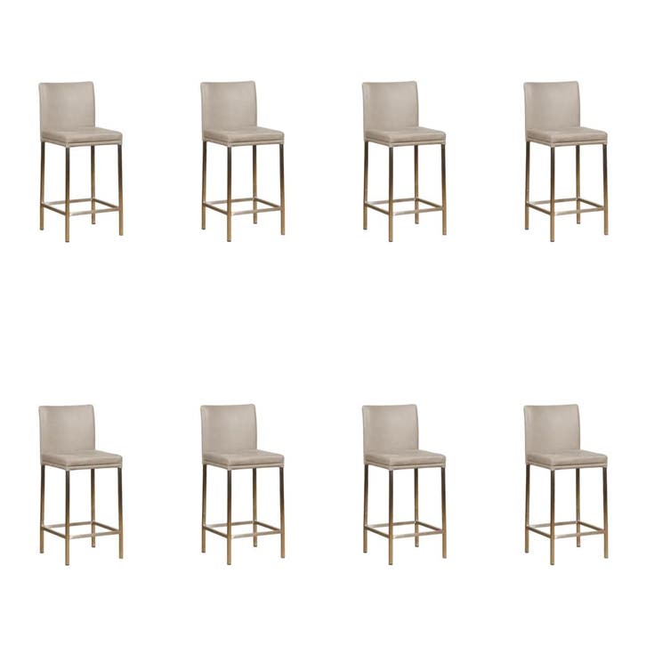 Set van 8 Leren barkrukken Break laag - Vintage Lightgrey, Maison & Meubles, Tabourets de bar, Enlèvement ou Envoi