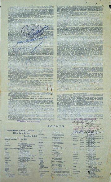 Themacollectie - 1965 Maritieme Vrachtbrief - Nor-Med Lines