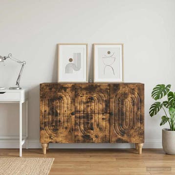 vidaXL TV Kast Gerookt eiken 89 x 34,5 x 60 cm Bewerkt hout, Maison & Meubles, Armoires | Dressoirs, Verzenden