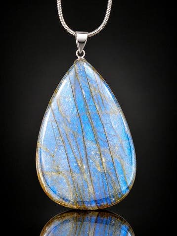 Labradoriet edelsteen ketting - 925 zilver - Elegante
