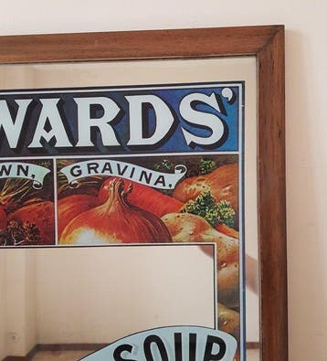 Edward gedroogde soep - Reclamebord - Glas, Hout