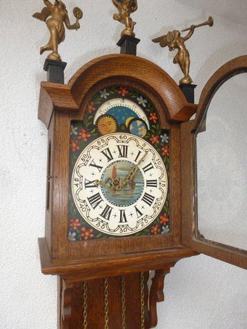 Friese staartklok - - Eik - 1950-1960, Antiek en Kunst