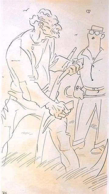 Werkende man op het land op spotprent (lijst optie, Lithos), Verzenden