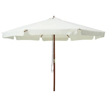 vidaXL Parasol met houten paal 330 cm zandwit, Verzenden