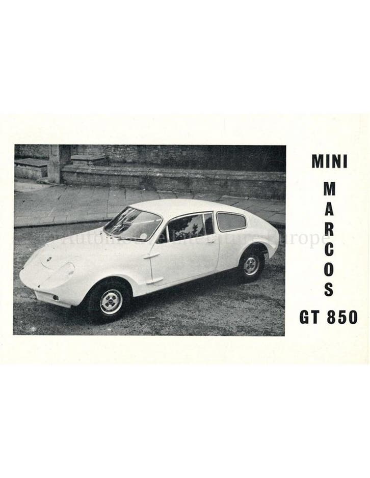 1969 MINI MARCOS GT 850 BROCHURE ENGELS, Boeken, Auto's | Folders en Tijdschriften