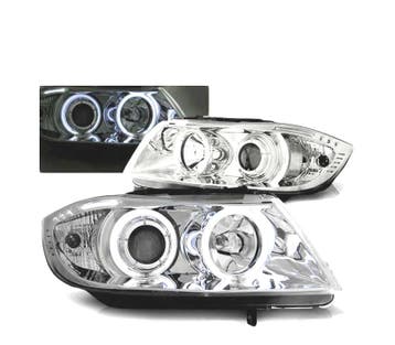 PHARES POUR BMW E90 E91 05-08 ANGEL EYES CCFL CHROMÉ, Autos : Pièces & Accessoires, Verzenden