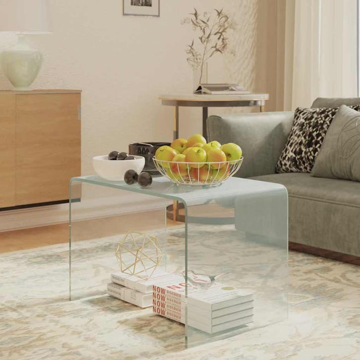 vidaXL Bijzettafel 40x40x60 cm gehard glas, Huis en Inrichting, Tafels | Bijzettafels, Nieuw, Verzenden