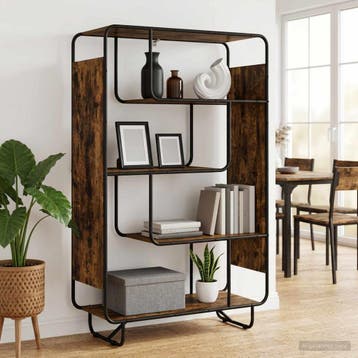 vidaXL Highboard Gerookt eiken 93.5 x 37.5 x 144 cm Bewerkt, Verzenden, Nieuw