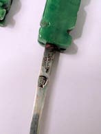 Zeldzame set Sterling Zilver cocktailbestek - Groen Onyx