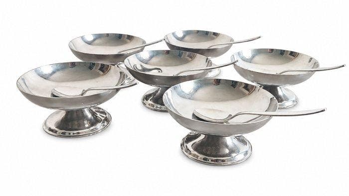 Service à Dessert ou boisson - Dessertservies (12) - Metaal,, Antiquités & Art, Antiquités | Meubles | Tables