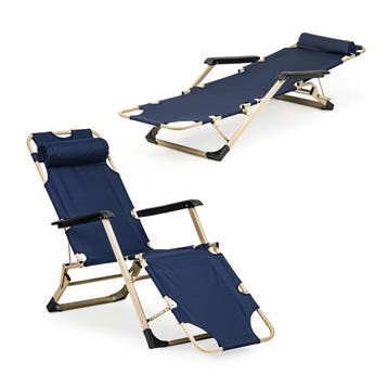 Tuinstoel ligstoel marineblauw | Premium | OP=OP, Tuin en Terras, Tuinstoelen, Ophalen of Verzenden, Nieuw, Metaal, Inklapbaar