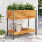 vidaXL Plantenbak met schap 80x45x80 cm massief acaciahout, Verzenden, Nieuw