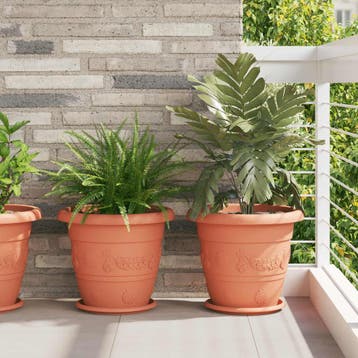 vidaXL Plantenpotten 6 st Baksteenrood Ø 39 x 32 cm, Verzenden