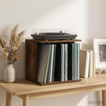 vidaXL Vinyl Platen Opslag Gerookt eiken 42 x 33 x 36 cm, Verzenden, Nieuw