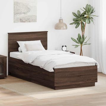 vidaXL Bedframe met hoofdeinde Bruin Eiken 70 x 190 cm, Verzenden, Nieuw