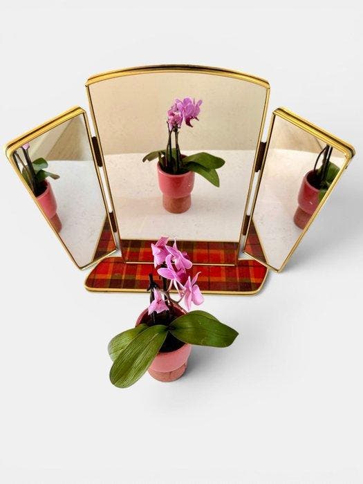 Miroir - Verre, Bois - Miroir-vanité triptyque moderne du, Antiquités & Art, Art | Objets design