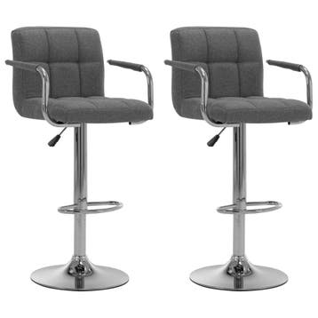 vidaXL Barstoelen 2 st stof lichtgrijs, Verzenden