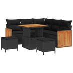 vidaXL Tuinbank Set 8 pcs Zwart Poly Riet en Poedergecoat, Verzenden