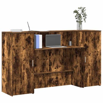 vidaXL Receptiebalie 180x50x103,5 cm bewerkt hout gerookt, Verzenden, Nieuw
