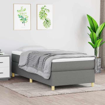 vidaXL Boxspring bed 100x200 cm stof donkergrijs, Verzenden, Nieuw