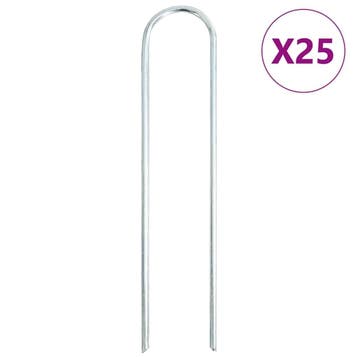 vidaXL Grondharingen 25 st U-vormig 20x3,5 cm gegalvaniseerd, Verzenden